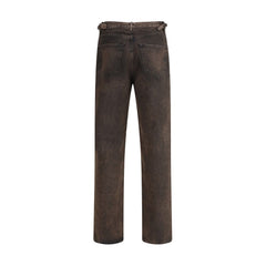 Brown Cotton Relaxed Fit Jeans