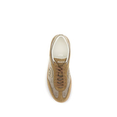 Beige Leather Athletic Sneakers