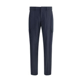 Blue Wool Cargo Pants