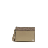 Beige Leather Clutch Bag
