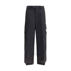 Black Polyester Cargo Pants