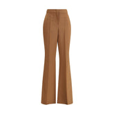 Brown Wool Flared Pants