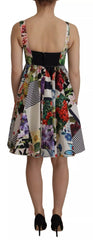 Multicolor Poplin Floral Mini Flared Dress
