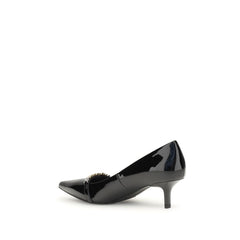 Black Calf Leather Bos Taurus Mid Heel Pumps