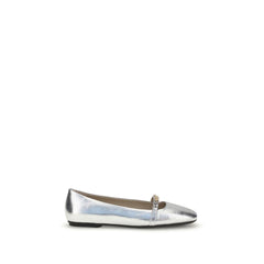 Silver Calf Leather Bos Taurus Ballet Flats