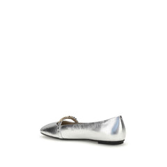 Silver Calf Leather Bos Taurus Ballet Flats
