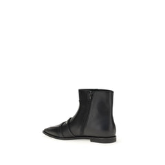 Black Calf Leather Bos Taurus Ankle Boots