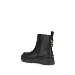 Black Calf Leather Bos Taurus Ankle Boots