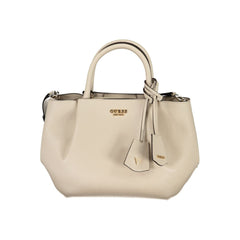 Beige Polyurethane Women's Handbag