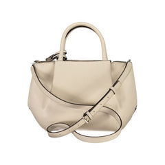 Beige Polyurethane Women's Handbag