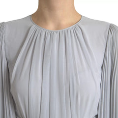 Light Gray Polyester Pleated Long Maxi Dress