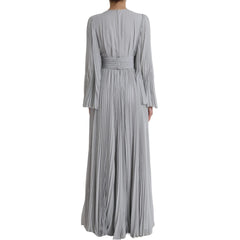 Light Gray Polyester Pleated Long Maxi Dress