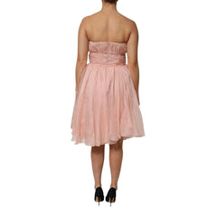 Pink Silk Chiffon A-line Pleated Midi Dress