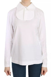 White Cotton Longsleeve Collared Blouse