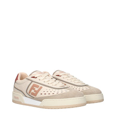 Beige Leather Low Top Sneakers
