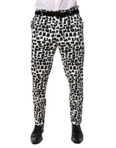 Black White Abstract Print Cotton Blend Pants
