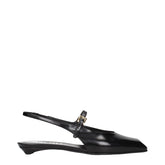 Black Leather Flat Sandals