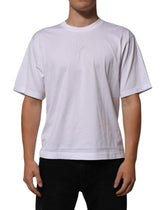 White Cotton Logo Patch Crew Neck Men T-Shirt