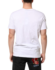 White Logo Plaque Cotton Crew Neck T-Shirt