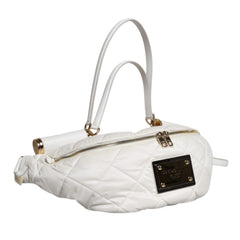 White Quilted Logo 90's Sicily Belt Waist Fanny Pack Bag