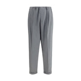 Gray Polyester Casual Pants