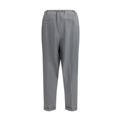 Gray Polyester Casual Pants