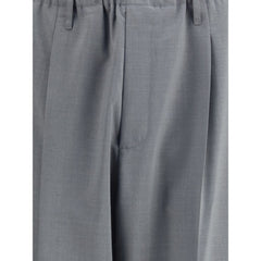 Gray Polyester Casual Pants