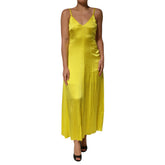 Yellow Silk Satin Slip Maxi Spaghetti Strap Maxi Dress