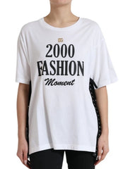 White Cotton 2000 Fashion Print Logo T-shirt