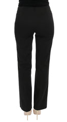 Black Stretch Straight Fit Dress Trousers Pants