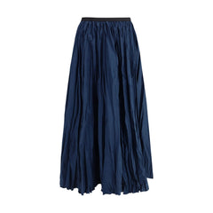 Crinkle-effect design pleated midi skirt
