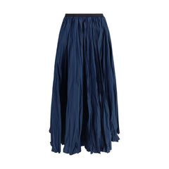 Crinkle-effect design pleated midi skirt