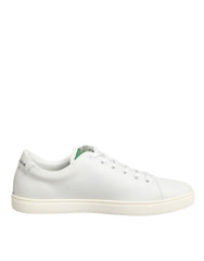 White Leather Rose Embroidery Low-Top Shoes