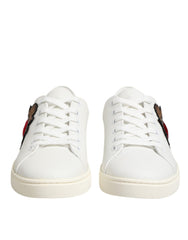 White Leather Sacre Heart Patch Sneakers Shoes