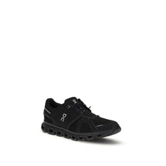 Black Polyurethane Athletic Sneakers