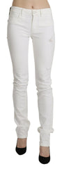 White Cotton Slim Fit Mid Waist Skinny Trouser Jeans