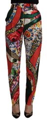 Multicolor Patchwork Jacquard High Waist Pants