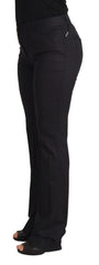 Black Stripes Mid Waist Trouser Pants