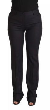 Black Stripes Mid Waist Trouser Pants