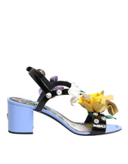 Multicolor Floral Applique Crystal Sandal Shoes