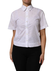 White Collared Short Sleeve Polo Shirt Top