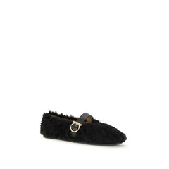 Black Fur Ballet Flats