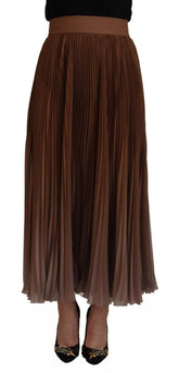 Beige Longuette Plisse Chiffon Midi Skirt