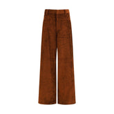 Brown Cotton Casual Pants