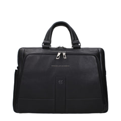 Black Leather Business And Laptop Bag
