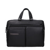Black Leather Business And Laptop Bag