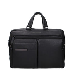 Black Leather Business And Laptop Bag