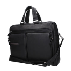 Black Leather Business And Laptop Bag