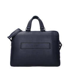 Blue Leather Business And Laptop Bag