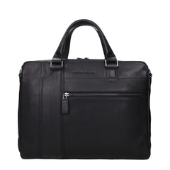 Black Leather Business And Laptop Bag